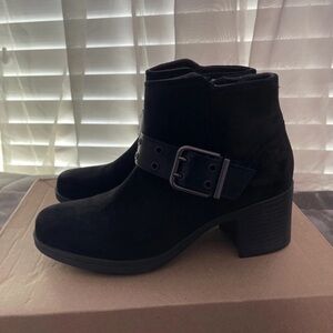 Clarks Black Ankle Booties with Buckle